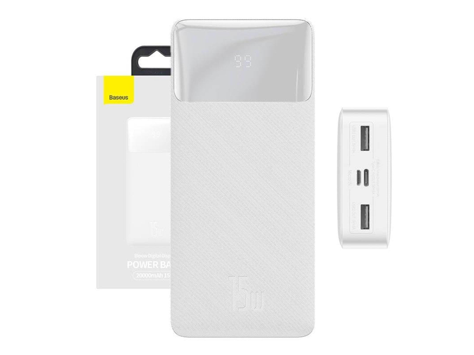 Baseus Bipow 20000mAh 15W - White Powerbank (Akku) - 20000 mAh Baseus Bipow 20000mAh 15W - White Powerbank (Akku) - 20000 mAh